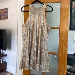 Free People Gold Sequin Cocktail Dress